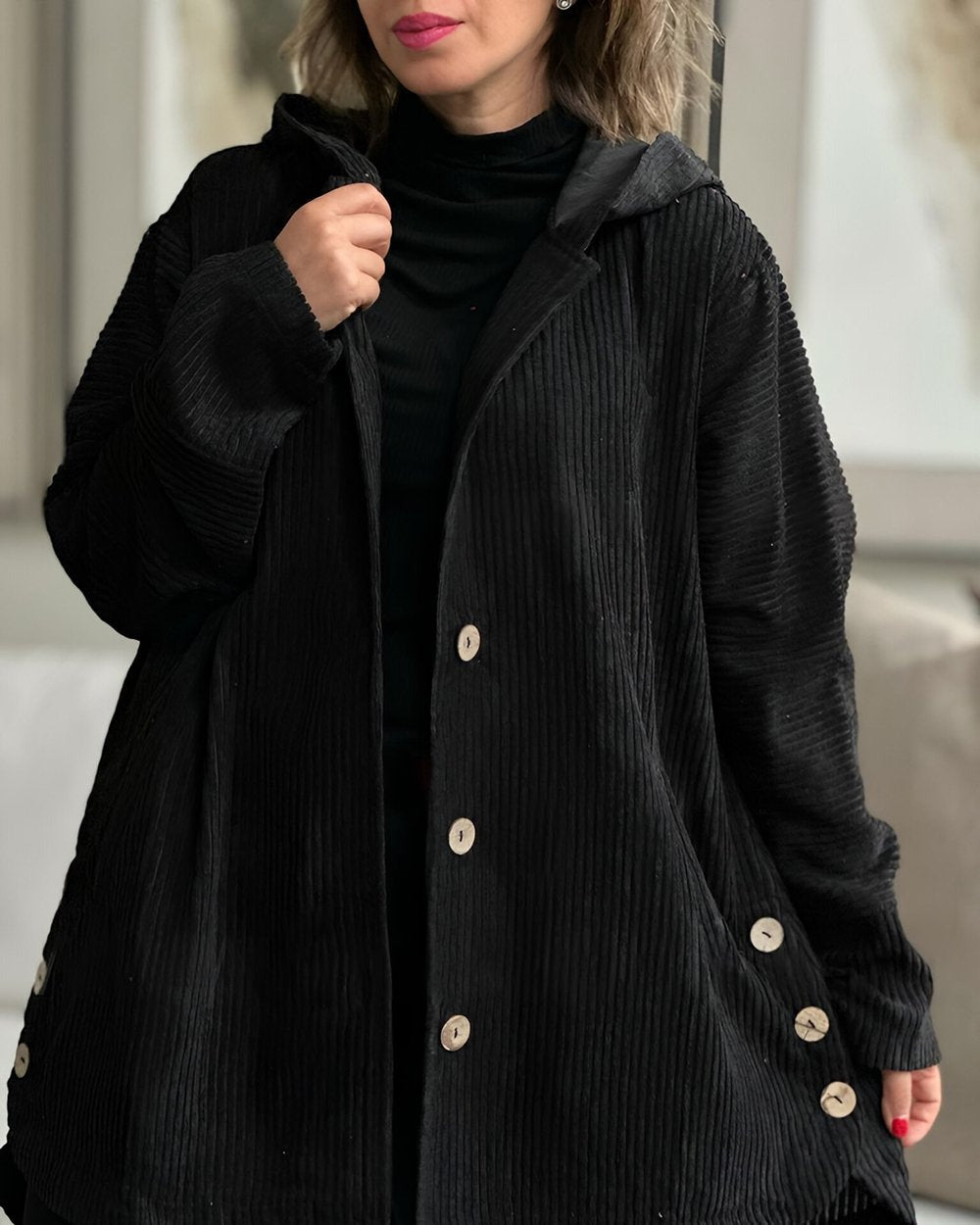 Floryn | Cozy Corduroy Hooded Jacket