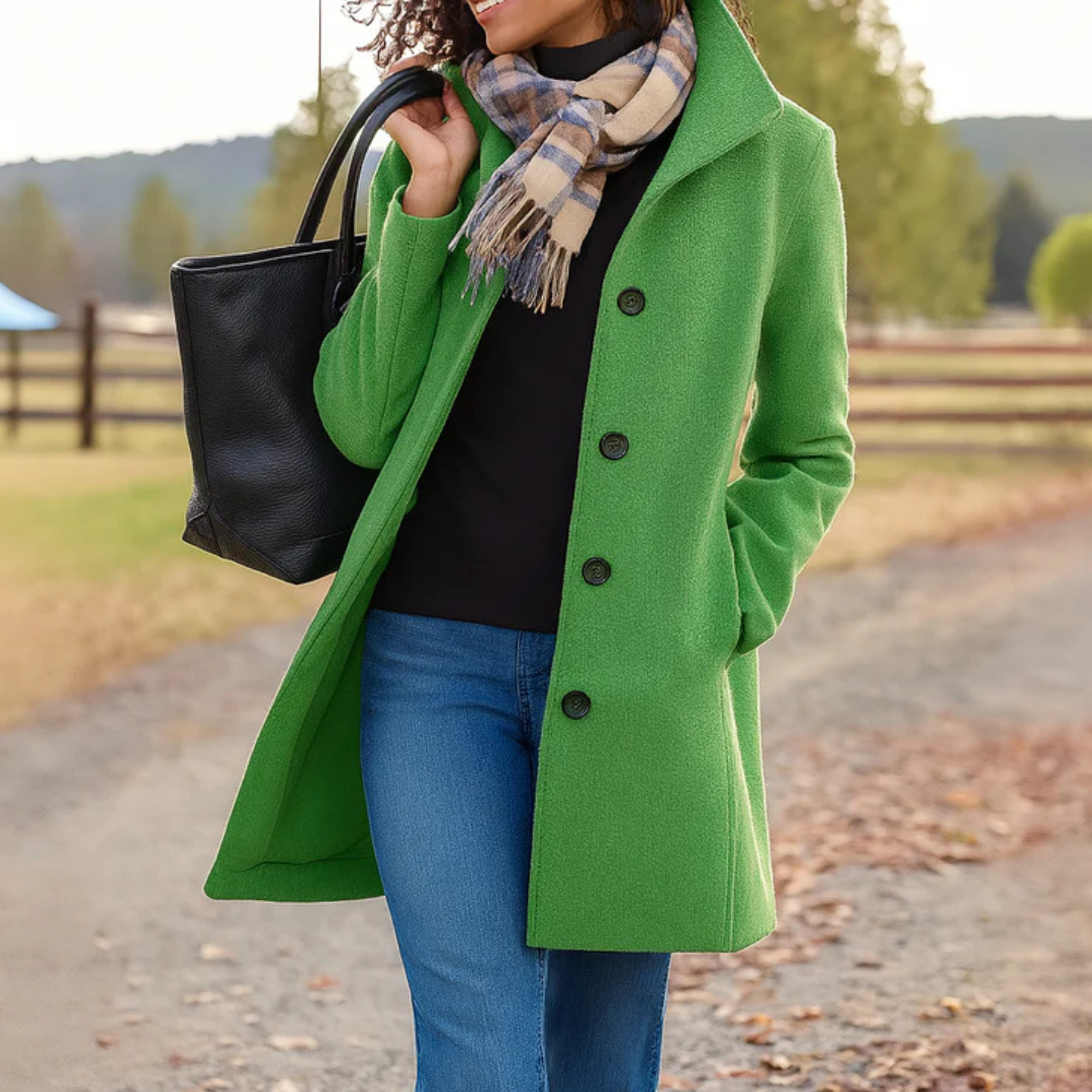Helga | Women’s Classic Winter Coat with Front Button Closure