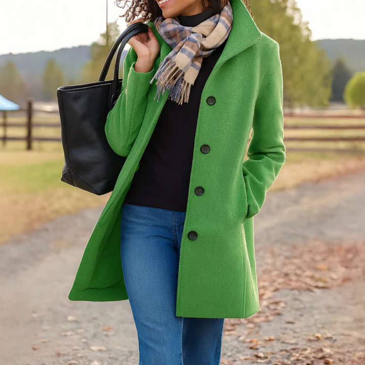 Helga | Women’s Classic Winter Coat with Front Button Closure