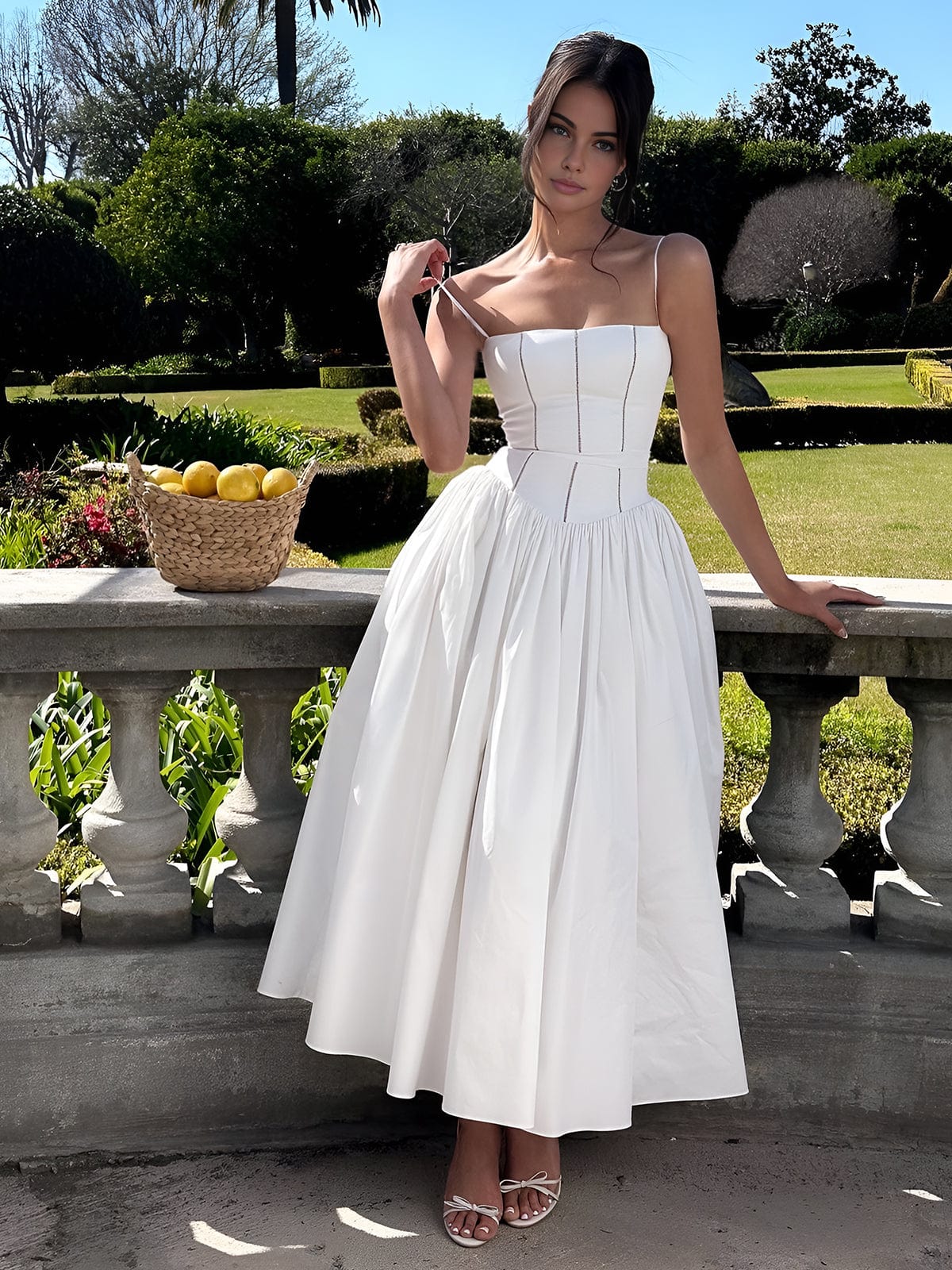 Caroline | Women Wedding Guest Corset Midi Dress