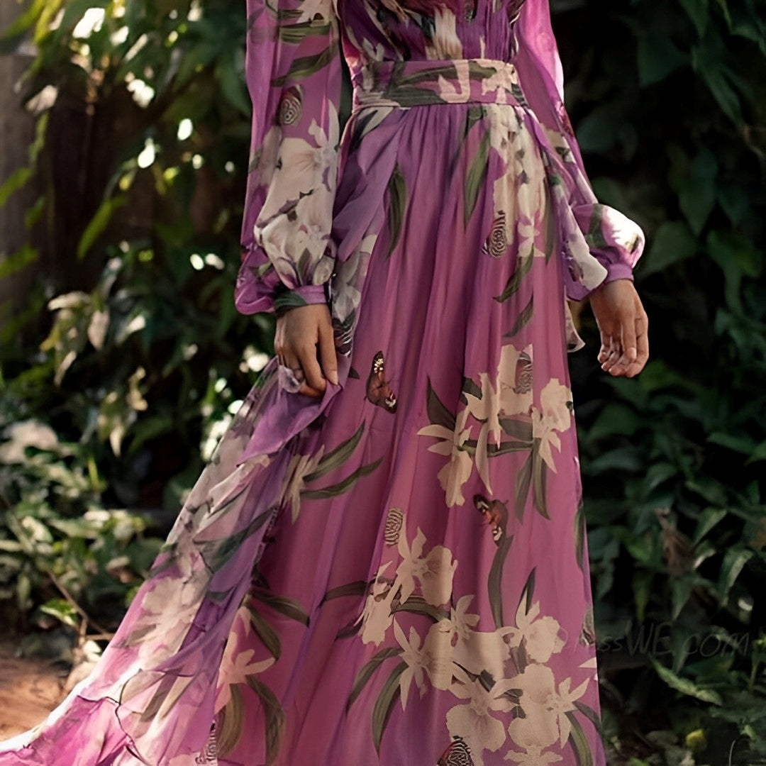 Abigail | Women’s Comfortable Floral V-Neck Maxi Dress