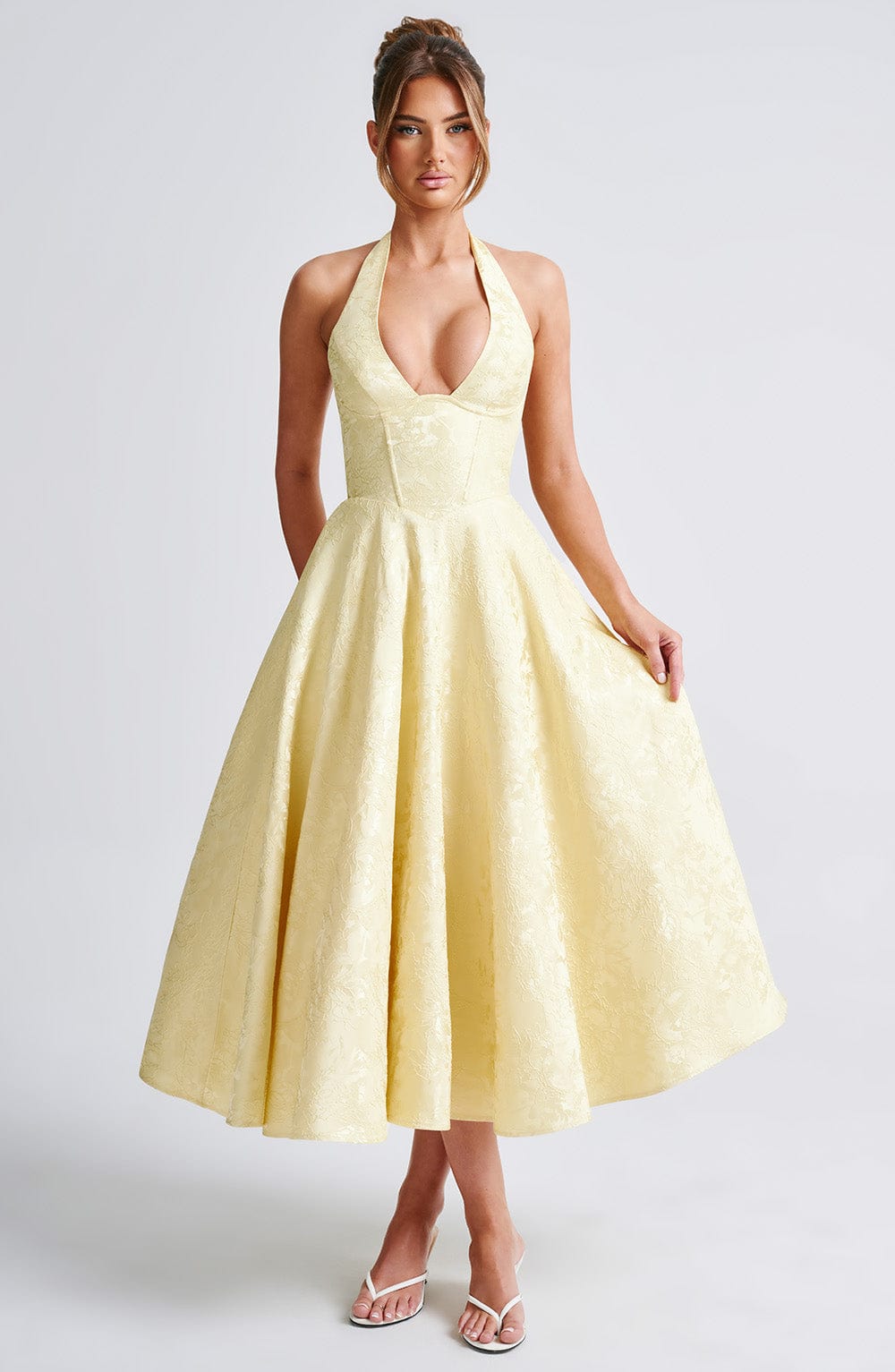 Clara | Women Wedding Guest Halter Midi Dress