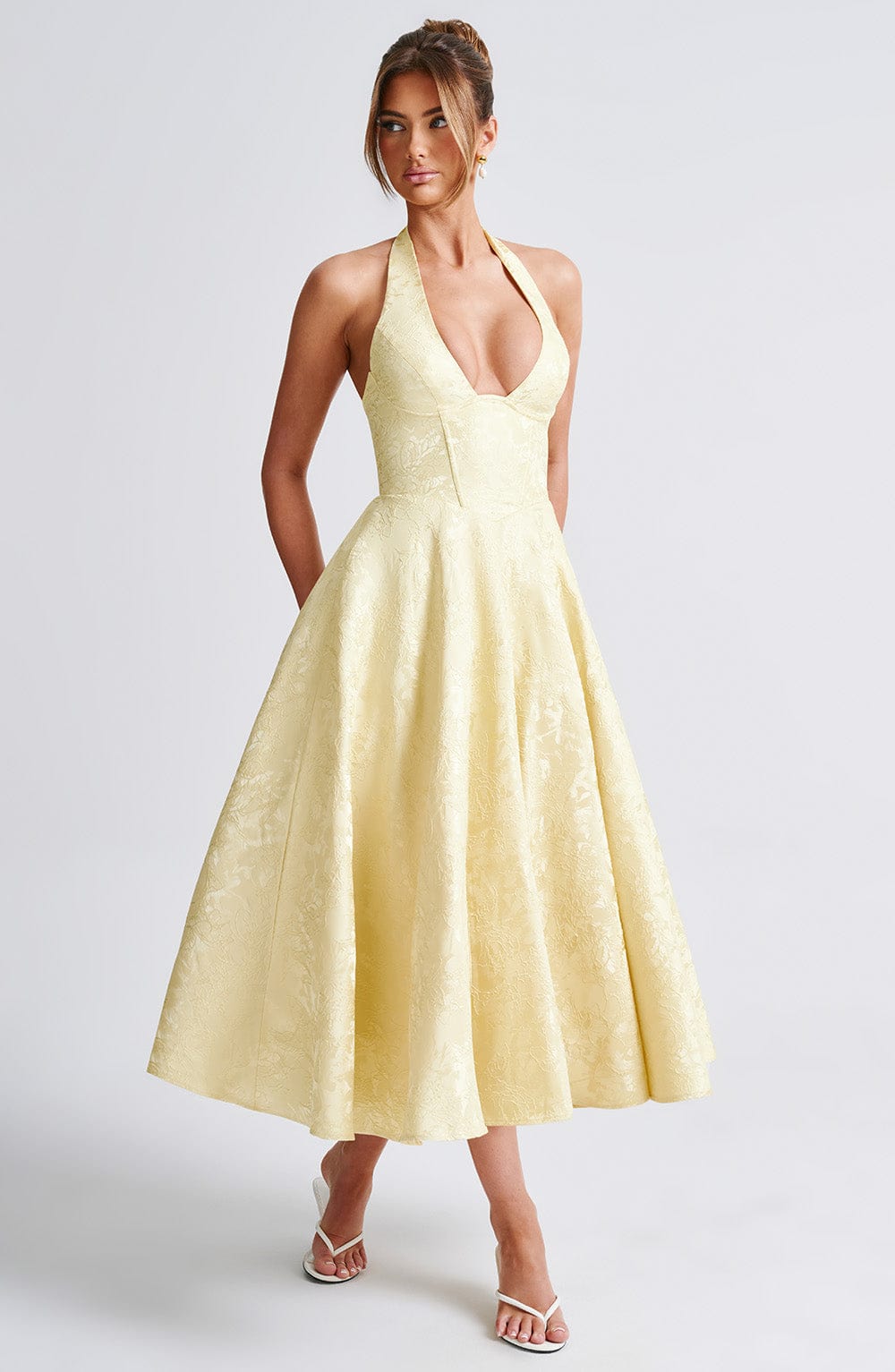 Clara | Women Wedding Guest Halter Midi Dress