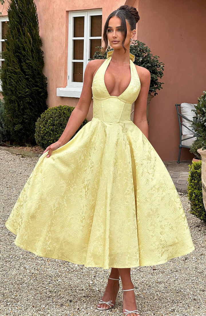 Clara | Women Wedding Guest Halter Midi Dress